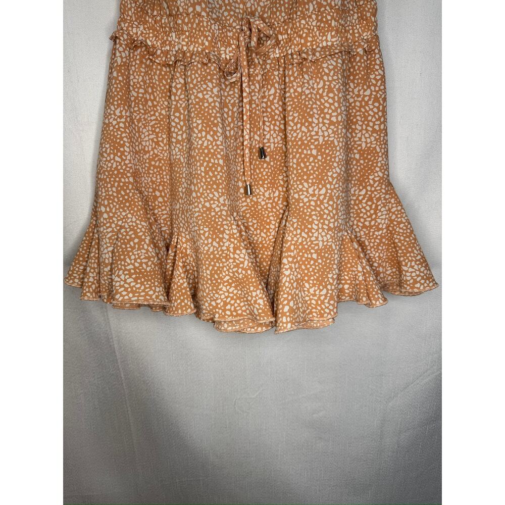 412. Entro Pebble Print Tiered Romper Tan White Size L - Picture 6 of 9